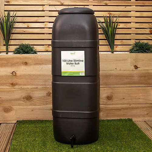 Slim Space Saver Garden Water Butt 100 Litre With Lid & Tap Carry Handles In Black 3 Slim Space Saver Garden Water Butt 100 Litre With Lid & Tap Carry Handles In Black
