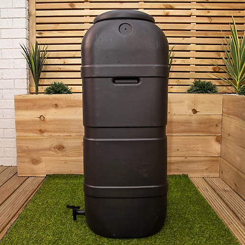 Slim Space Saver Garden Water Butt 100 Litre With Lid & Tap Carry Handles In Black 4 Slim Space Saver Garden Water Butt 100 Litre With Lid & Tap Carry Handles In Black - Image 2