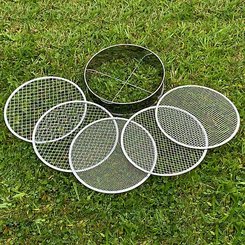 Stainless Steel Soil Sieve With 5 Interchangeable Filters 3 Stainless Steel Soil Sieve With 5 Interchangeable Filters