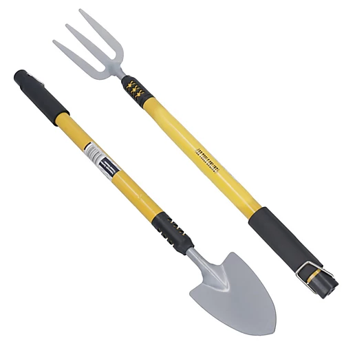 Telescopic Extendable Garden Fork Weeder And Spade Shovel 25in To 37in 2pc Kit 3 Telescopic Extendable Garden Fork Weeder And Spade Shovel 25in To 37in 2pc Kit