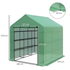 Walk In Garden Greenhouse With Shelves Polytunnel Steeple Grow House New -Leaf Shop walk in garden greenhouse with shelves polytunnel steeple grow house new5056534543822 03c MP