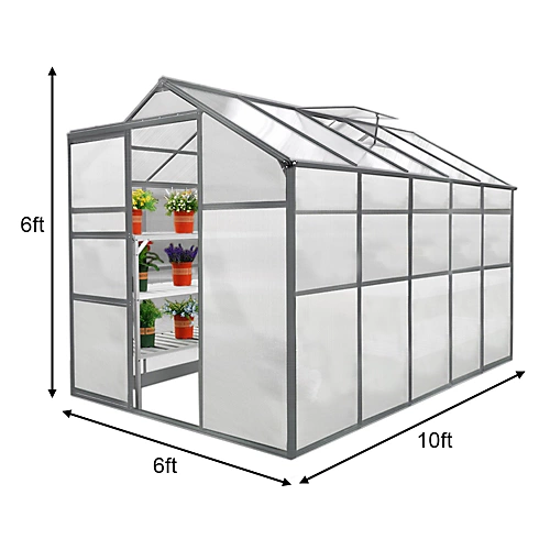 Weather Resistant Aluminium Greenhouse 6ft X 10ft 5 Weather Resistant Aluminium Greenhouse 6ft X 10ft - Image 3