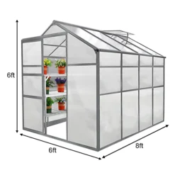 Weather Resistant Aluminium Greenhouse 6ft X 8ft -Leaf Shop weather resistant aluminium greenhouse 6ft x 8ft5055986127123 03c MP