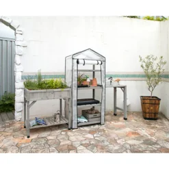 Wooden Nursery Greenhouse - Grey Wash (FSC 100%) -Leaf Shop wooden nursery greenhouse grey wash fsc 100 4975149839254 03c MP